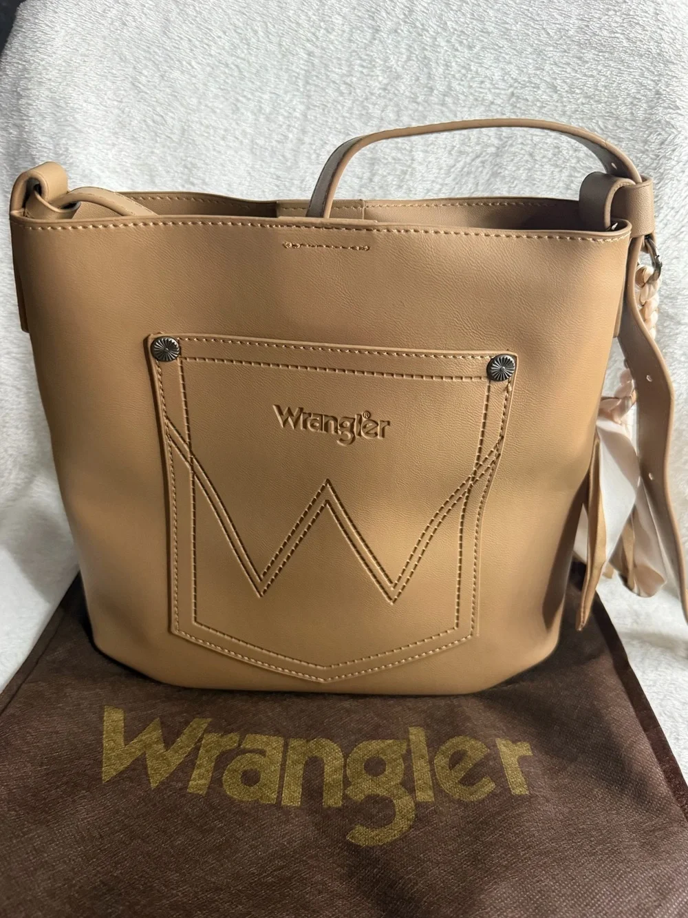 Wrangler Beige/Tan Crossbody Bag - Smooth Faux-Leather